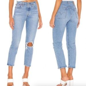 Women's Wedgie Straight-Leg High Rise Cropped Blue Jeans